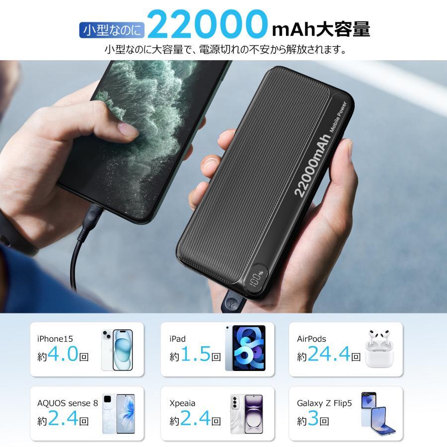 モバイルバッテリー 22000mAh 大容量 小型 軽量 2.4A急速充電 3台同時充電 携帯充電器 LED残量表示 携帯バッテリー PSE認証 SHRATCH 災害 停電対策 |  | 09
