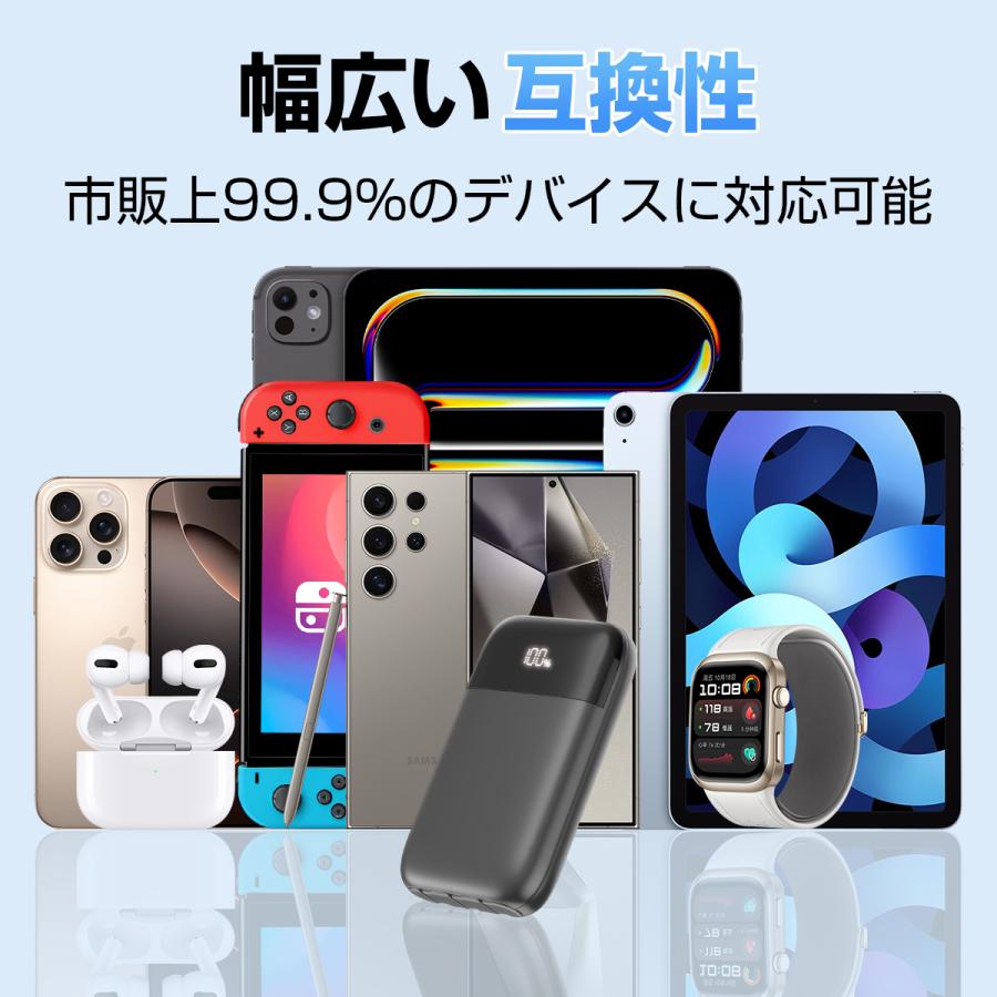 モバイルバッテリー 小型 2.4A急速充電 22000mAh 大容量 軽量 4台同時充電 機内持込可 iphone17対応 LED残量表示 携帯バッテリー PSE認証 停電対策 SHRATCH | SHRATCH | 15