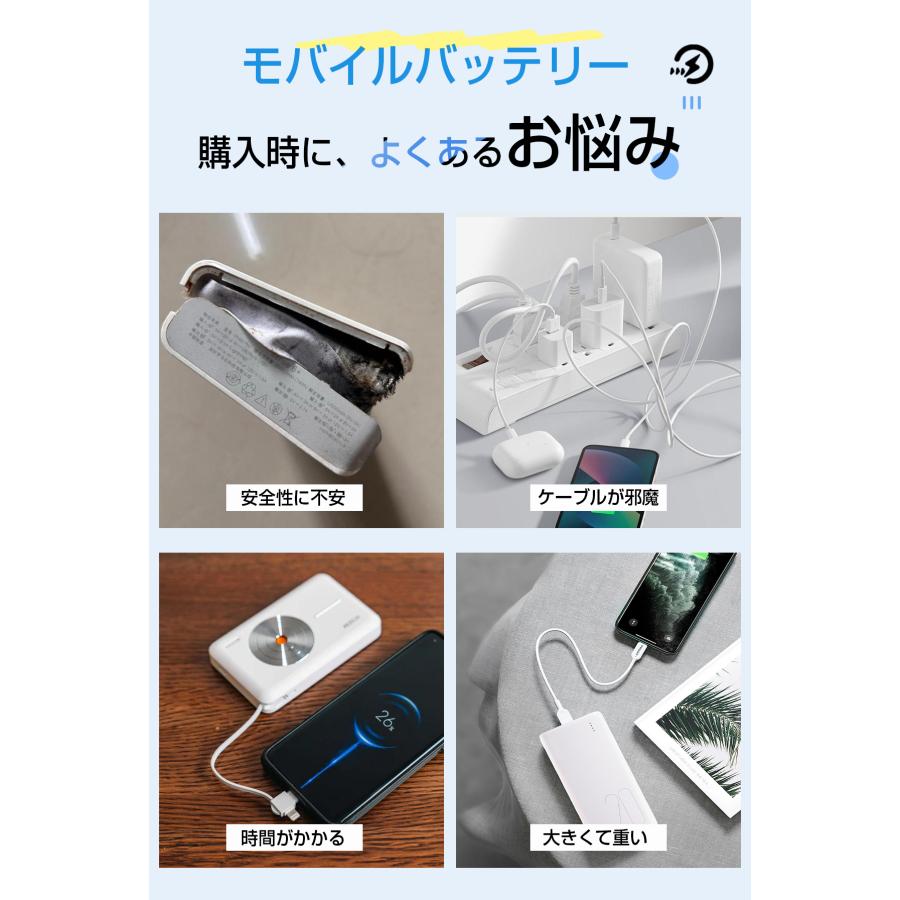 モバイルバッテリー 小型 2.4A急速充電 22000mAh 大容量 軽量 4台同時充電 機内持込可 iphone17対応 LED残量表示 携帯バッテリー PSE認証 停電対策 SHRATCH | SHRATCH | 05