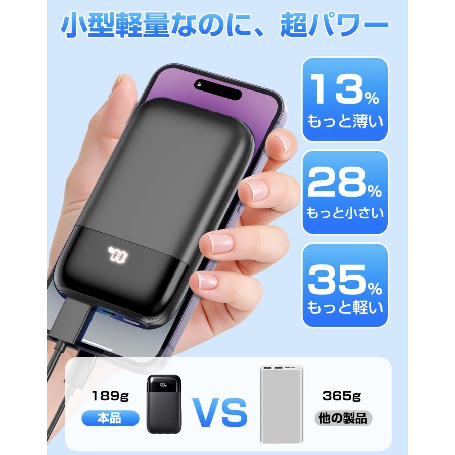 モバイルバッテリー 小型 2.4A急速充電 22000mAh 大容量 軽量 4台同時充電 機内持込可 iphone17対応 LED残量表示 携帯バッテリー PSE認証 停電対策 SHRATCH | SHRATCH | 09