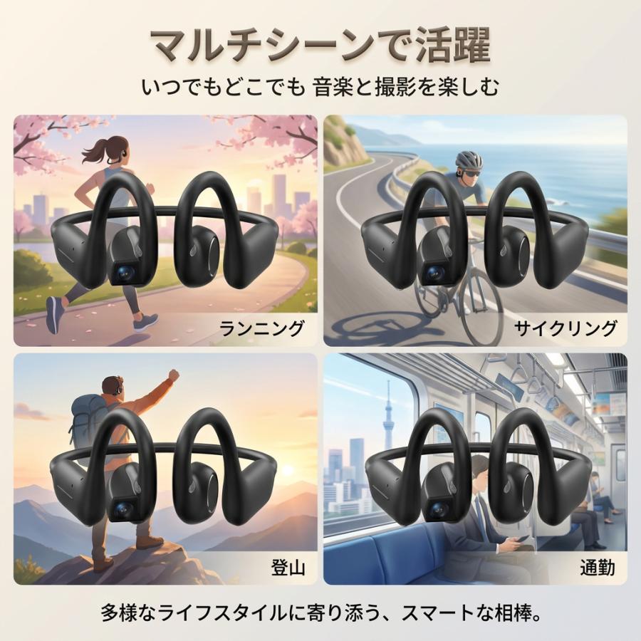 「最新AI搭載」ワイヤレスイヤホン カメラ付き AI 骨伝導イヤホン オープンイヤー型 AI リアルタイム翻訳 800 万画素カメラ 1080P 動画撮影 SHRATCH | SHRATCH | 11