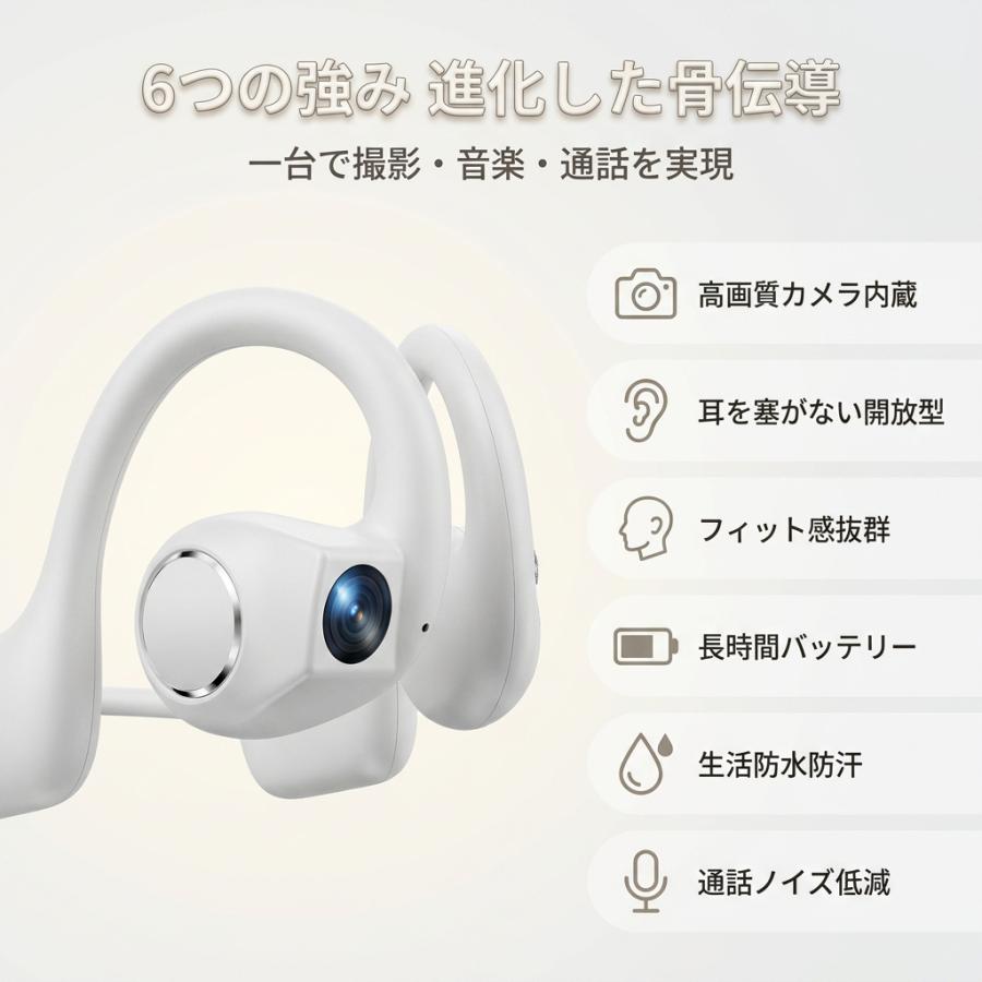 「最新AI搭載」ワイヤレスイヤホン カメラ付き AI 骨伝導イヤホン オープンイヤー型 AI リアルタイム翻訳 800 万画素カメラ 1080P 動画撮影 SHRATCH | SHRATCH | 06