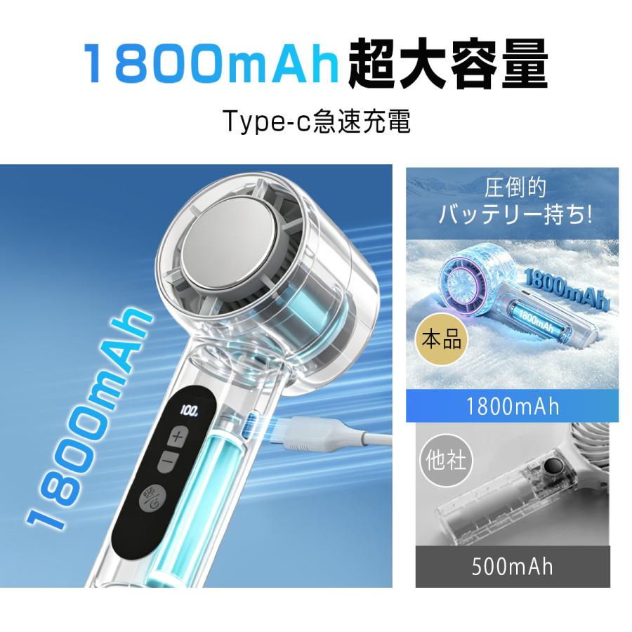 ハンディファン 冷却プレート 携帯扇風機 1800mAh クーラー 冷却 暴風 クーラー 強風 保湿 扇風機 SHRATCH 卓上 ストラップ 手持ち扇風機 usb充電式 2026 通勤 | SHRATCH | 03
