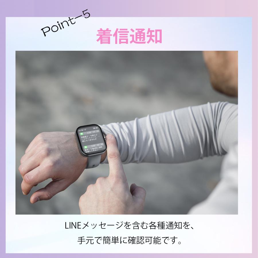 SHRATCH スマートウォッチ 通話機能付 1.98インチ大画面 血圧測定 血中