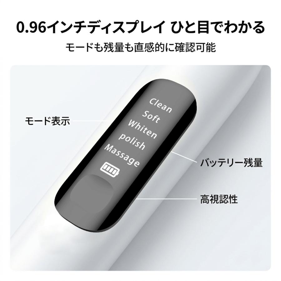 電動歯ブラシ 音波歯ブラシ 虫歯予防 歯周病予防 歯垢除去 歯磨き usb充電式 替えブラシ付き 5つモード 大人 高速振動 静音設計 IPX7防水 水洗い |  | 03