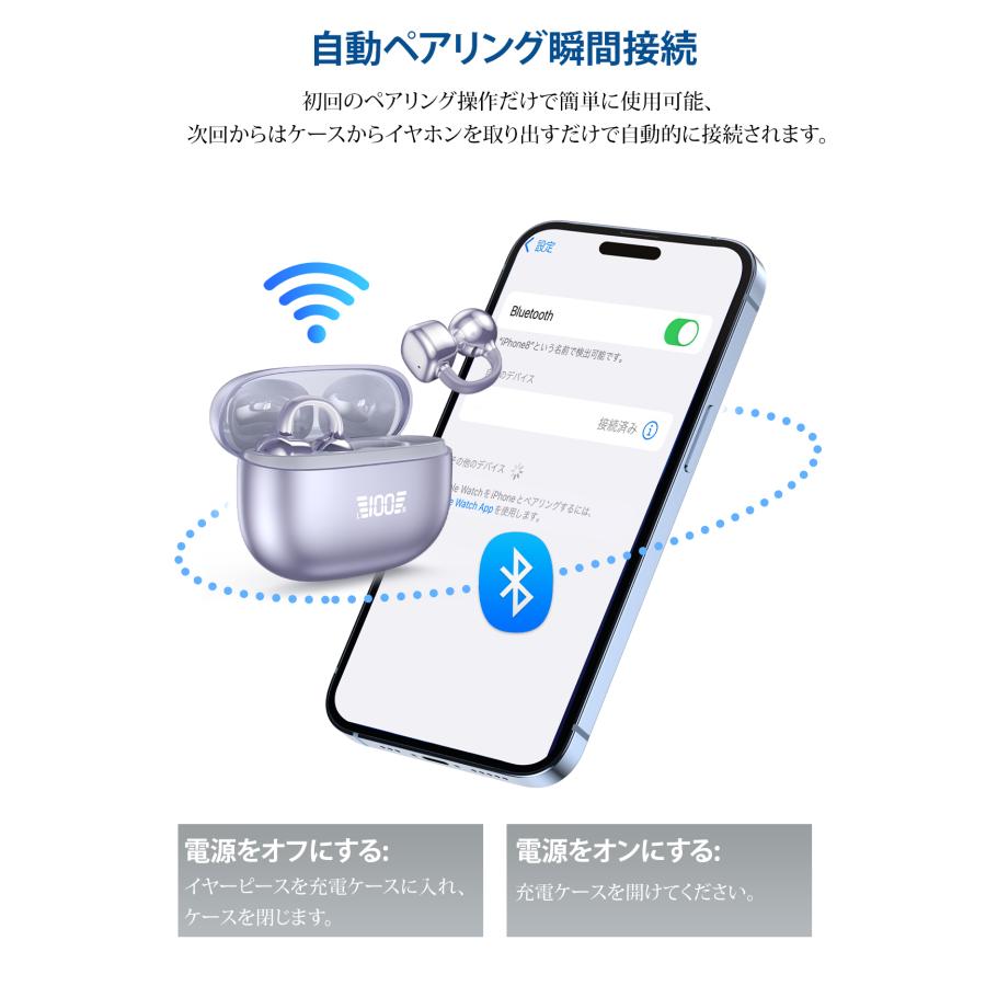 ワイヤレスイヤホン イヤーカフ イヤホン bluetooth 骨伝導イヤホン SHRATCH 液晶付き AAC 爆買 業界TOP 60H連続再生 HiFi LEDディスプレイ 最新耳挟み式 | SHRATCH | 19