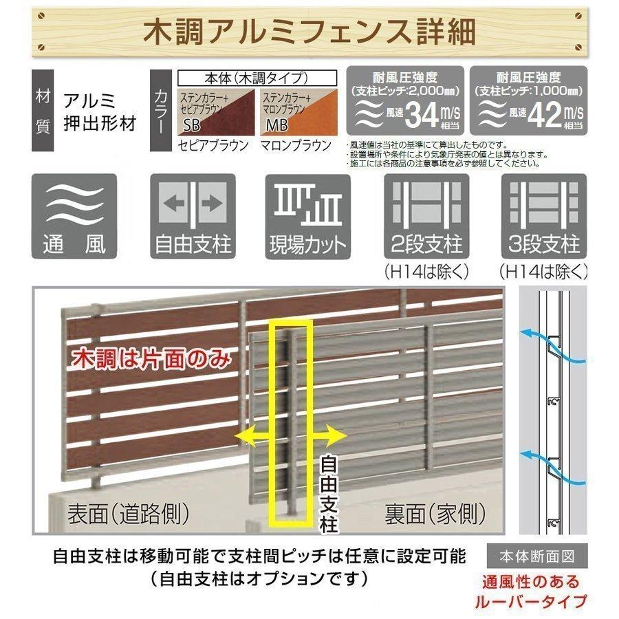 アルミ製 木調横目隠し ルーバーフェンス ステン+セピアブラウン アルミ製 木調横目隠し ルーバーフェンス ステン+セピアブラウン