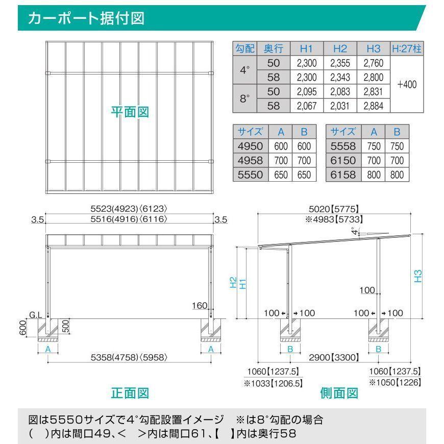 2台用 フラット屋根カーポート ブラック 間口4916mm奥行5020mm 2台用 フラット屋根カーポート ブラック 間口4916mm奥行5020mm