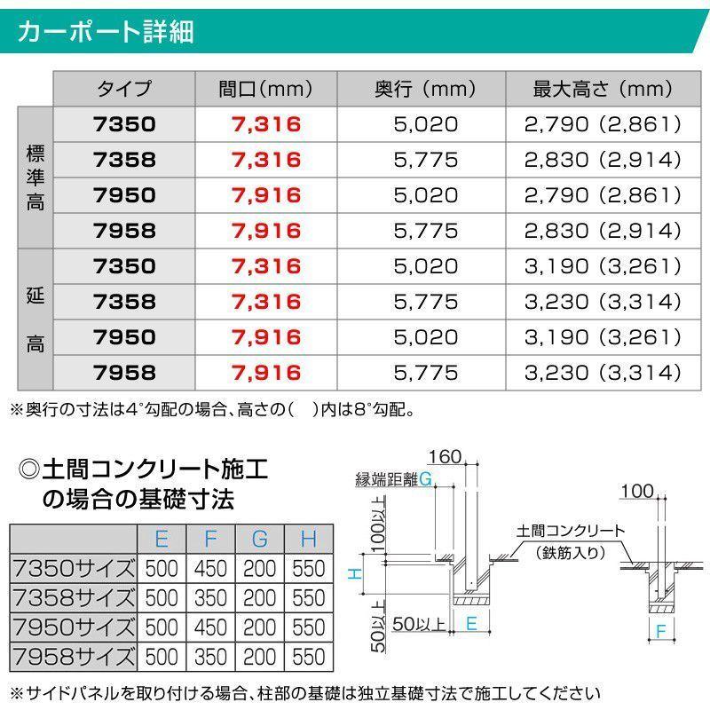 3台用 フラット屋根カーポート ブラック 間口7316mm奥行5020mm 3台用 フラット屋根カーポート ブラック 間口7316mm奥行5020mm
