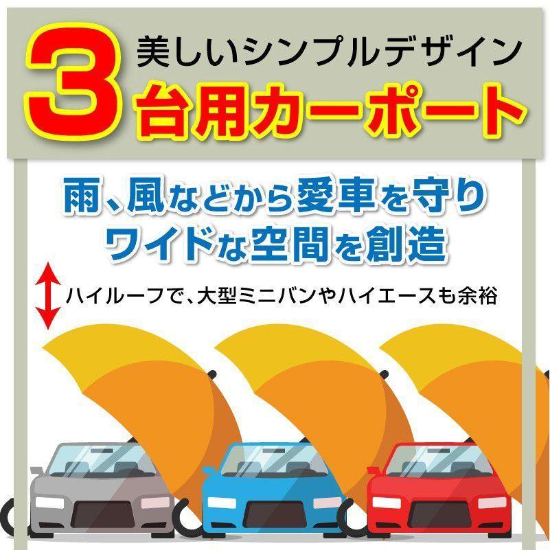 3台用 フラット屋根カーポート ブラック+木調 間口7316mm奥行 3台用 フラット屋根カーポート ブラック+木調 間口7316mm奥行