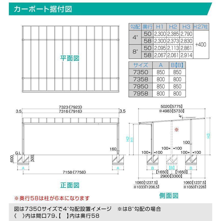 3台用 フラット屋根カーポート ブラック+木調 間口7916mm奥行 3台用 フラット屋根カーポート ブラック+木調 間口7916mm奥行
