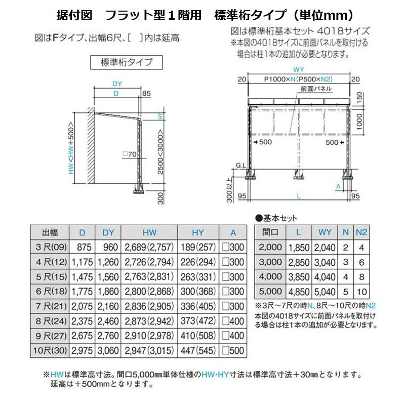 フラット屋根テラス 間口5040mm×出幅5尺1475mm×高さ2500mm フラット屋根テラス 間口5040mm×出幅5尺1475mm×高さ2500mm