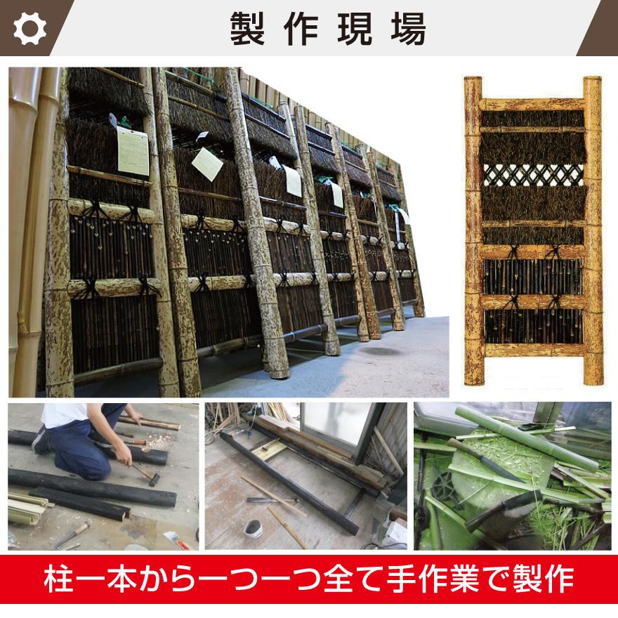 図面屋根付垣 (屋根取外可) 幅750mm×高さ1730mm 国産天然竹 袖垣 図面屋根付垣 (屋根取外可) 幅750mm×高さ1730mm 国産天然竹 袖垣