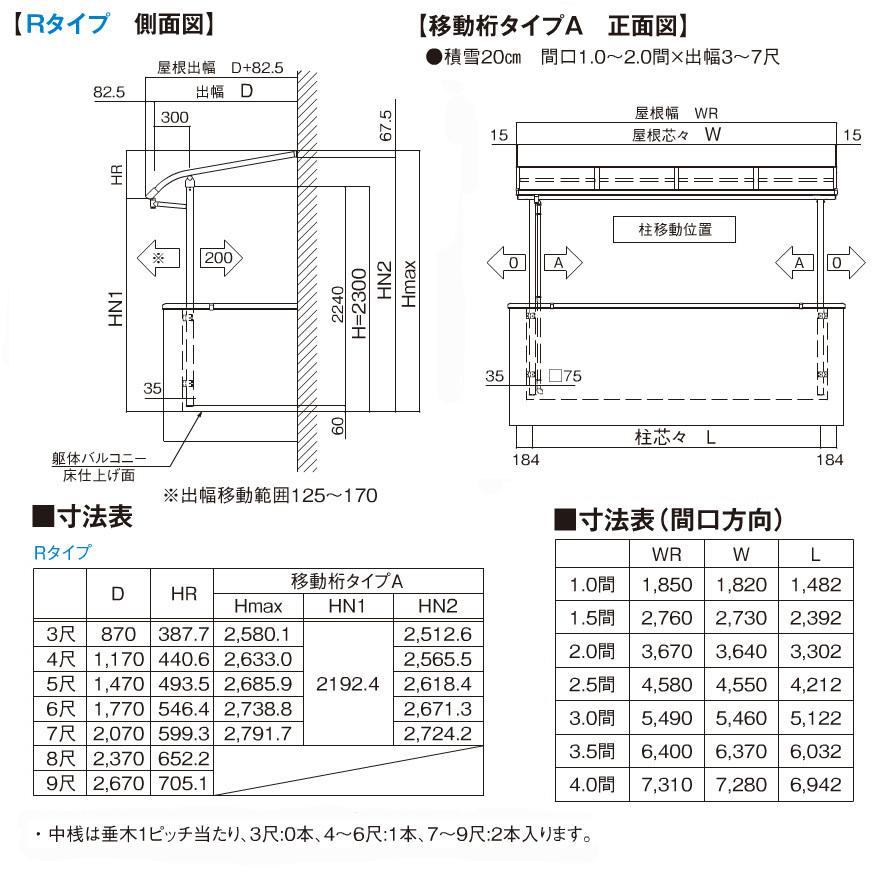 R屋根タイプテラス 2階用 間口1.0間1850mm×出幅4尺1170mm×高 R屋根タイプテラス 2階用 間口1.0間1850mm×出幅4尺1170mm×高