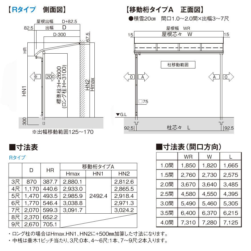R屋根タイプテラス 間口4.0間7310ｍｍ×出幅4尺1170ｍｍ×高さ2600ｍｍ 1階用 移動桁仕様 柱前後左右移動OK 国産 格安 送料無料 オリジナル_7