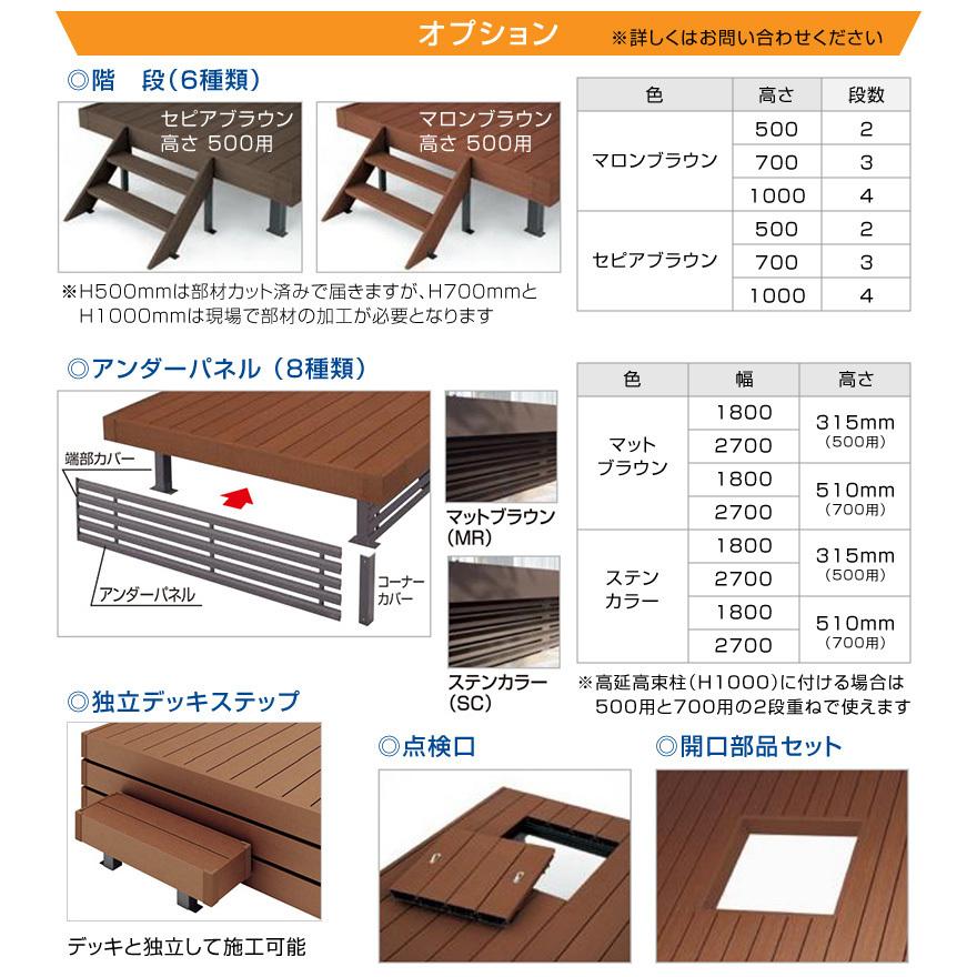 人工木樹脂ウッドデッキ 間口1.5間2694mm×出幅7尺2100mm×デッキ高さ