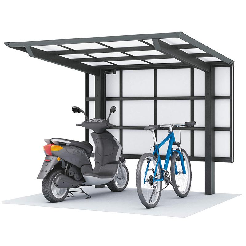 フラット屋根サイクルポート ブラック 間口2096mm奥行(横幅 フラット屋根サイクルポート ブラック 間口2096mm奥行(横幅