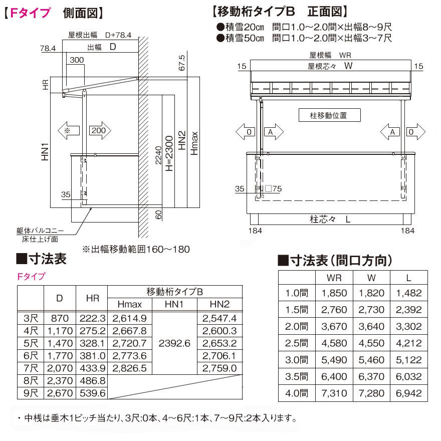 フラット屋根タイプテラス2.3階用 間口4.0間7310mm×出幅3尺 フラット屋根タイプテラス2.3階用 間口4.0間7310mm×出幅3尺