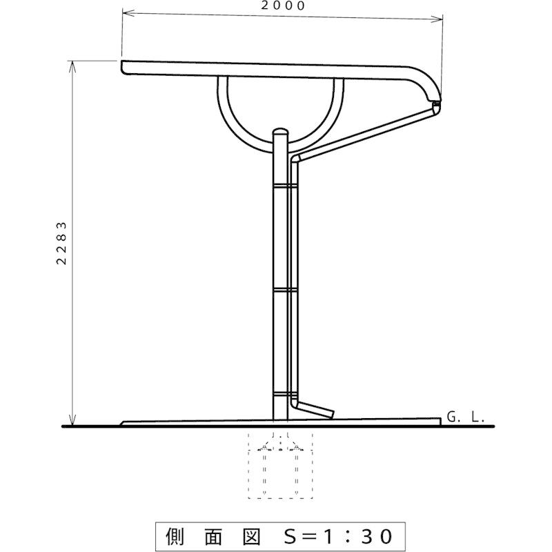 ガルバリウム鋼板サイクルポート4台用 間口2540(柱間2000)奥行2000 ベースプレート式 マンションアパート店舗駐輪場 自転車置場 送料無料｜exterior-stok｜08