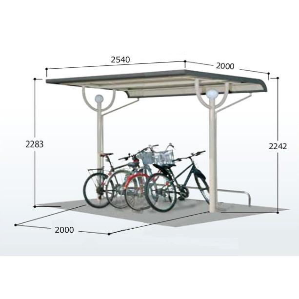 ガルバリウム鋼板サイクルポート4台用 間口2540(柱間2000)奥行 ガルバリウム鋼板サイクルポート4台用 間口2540(柱間2000)奥行