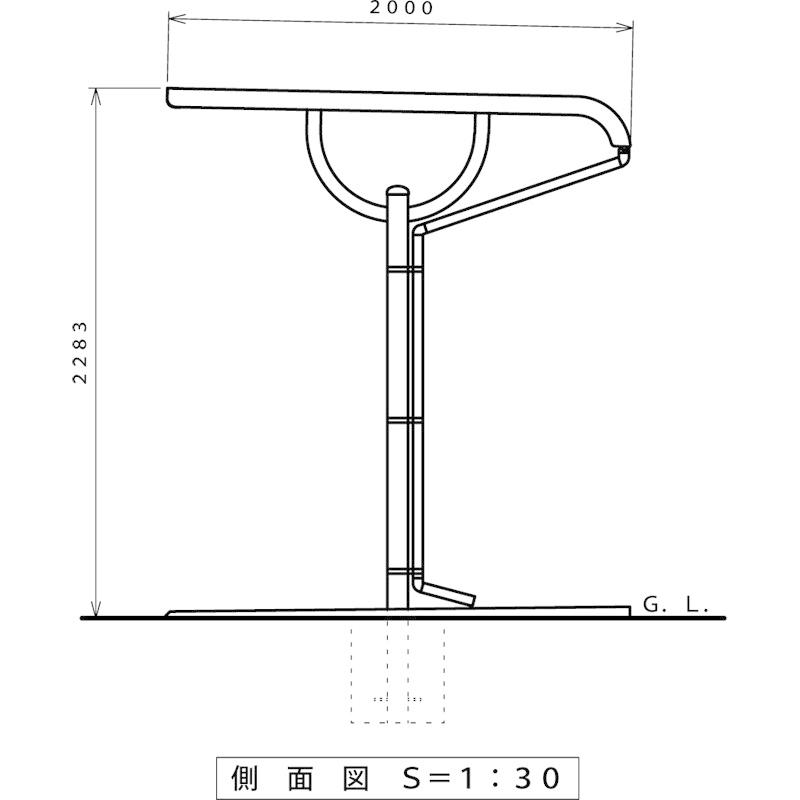 ガルバリウム鋼板サイクルポート4台用 間口2790(柱間2250)奥行 ガルバリウム鋼板サイクルポート4台用 間口2790(柱間2250)奥行