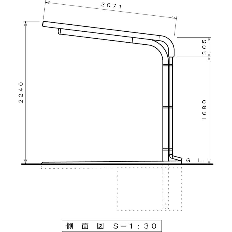 ガルバリウム鋼板サイクルポート背面柱タイプ5台用間口3048(柱間2750)奥行2071 柱埋込み式 マンションアパート店駐輪場自転車置場送料無料｜exterior-stok｜08