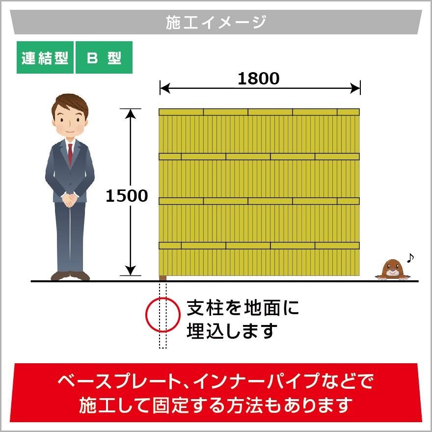連結型】建仁寺垣B型 H(高さ)1500mm片面 人工竹垣組立てセット 連結型】建仁寺垣B型 H(高さ)1500mm片面 人工竹垣組立てセット
