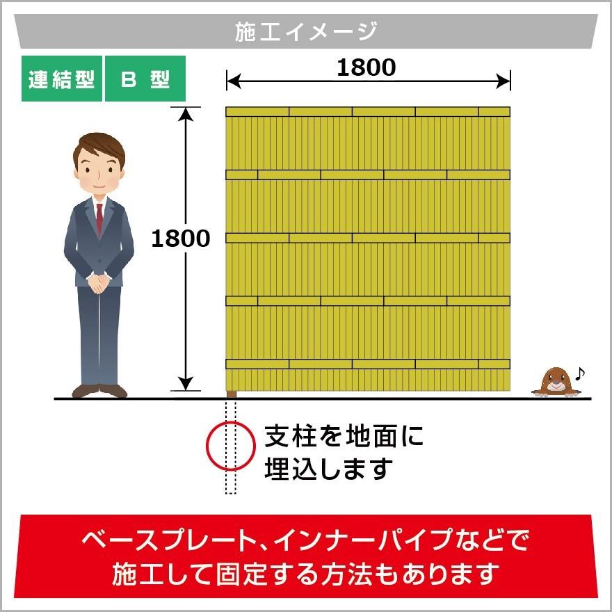 連結型】建仁寺垣B型 H(高さ)1800mm片面 人工竹垣組立てセット 連結型】建仁寺垣B型 H(高さ)1800mm片面 人工竹垣組立てセット
