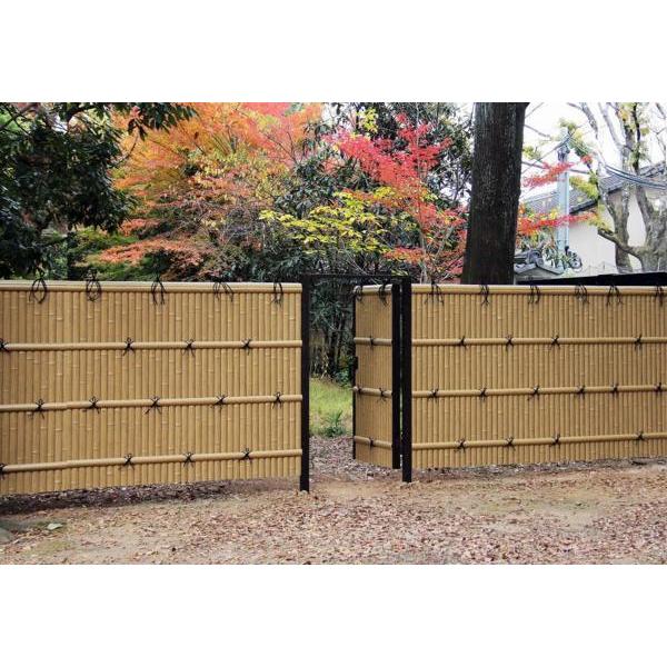 人工竹垣組立セット 建仁寺垣B型 本体ごま竹 ブロンズ色角柱 H 人工竹垣組立セット 建仁寺垣B型 本体ごま竹 ブロンズ色角柱 H