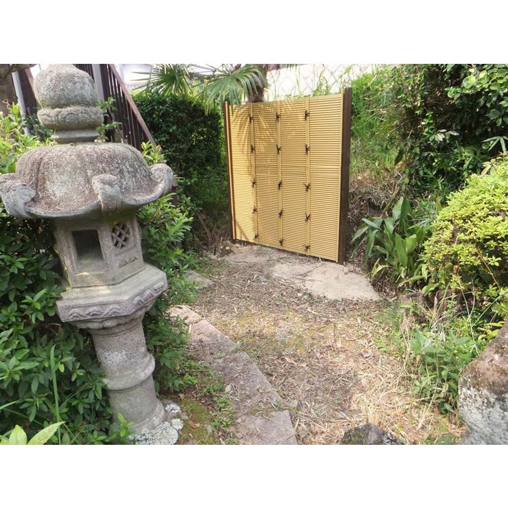 人工竹垣組立セット みす垣K型 本体イエロー色 ブロンズ色60角柱 人工竹垣組立セット みす垣K型 本体イエロー色 ブロンズ色60角柱
