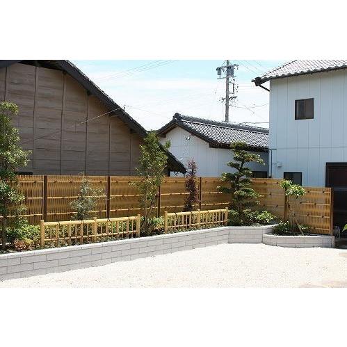 人工竹垣組立セット 大津垣O型 本体イエロー色 ブロンズ色角柱 人工竹垣組立セット 大津垣O型 本体イエロー色 ブロンズ色角柱