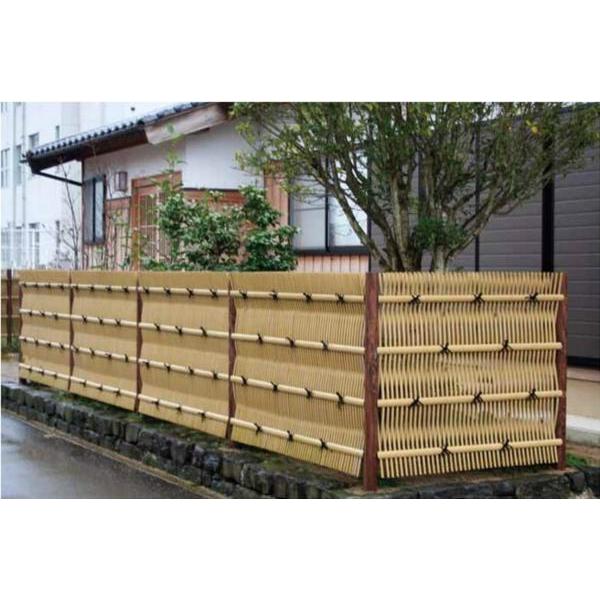 人工竹垣組立セット 大津垣O型 本体イエロー ヤクスギ丸柱 人工竹垣組立セット 大津垣O型 本体イエロー ヤクスギ丸柱
