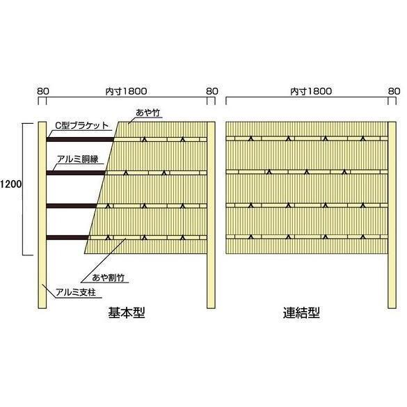 人工竹垣組立セット 大津垣O型 本体すす竹 ヤクスギ丸柱 H1200mm 人工竹垣組立セット 大津垣O型 本体すす竹 ヤクスギ丸柱 H1200mm