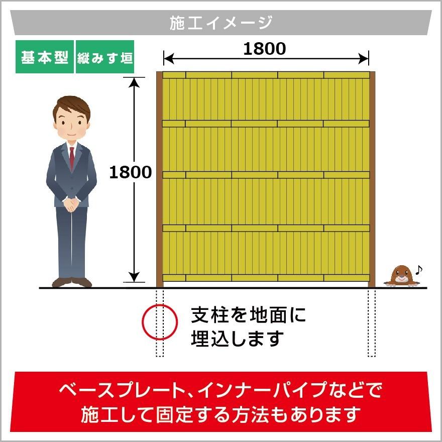 人工竹垣組立セット 縦みす垣P型【基本型】H(高さ)1800mm 両面 柱見せタイプ 竹垣目隠しフェンス 送料込_7