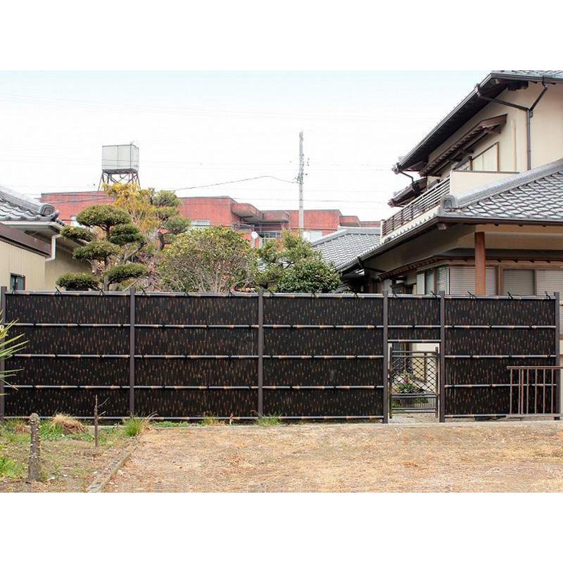 人工竹垣組立セット 縦みす垣P型 本体黒竹色・古墨色角柱 H(高さ 人工竹垣組立セット 縦みす垣P型 本体黒竹色・古墨色角柱 H(高さ