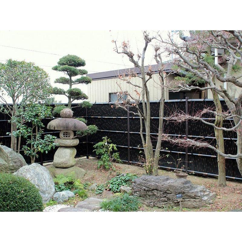 人工竹垣組立セット 縦みす垣P型 本体黒竹色・古墨色角柱 H(高さ 人工竹垣組立セット 縦みす垣P型 本体黒竹色・古墨色角柱 H(高さ