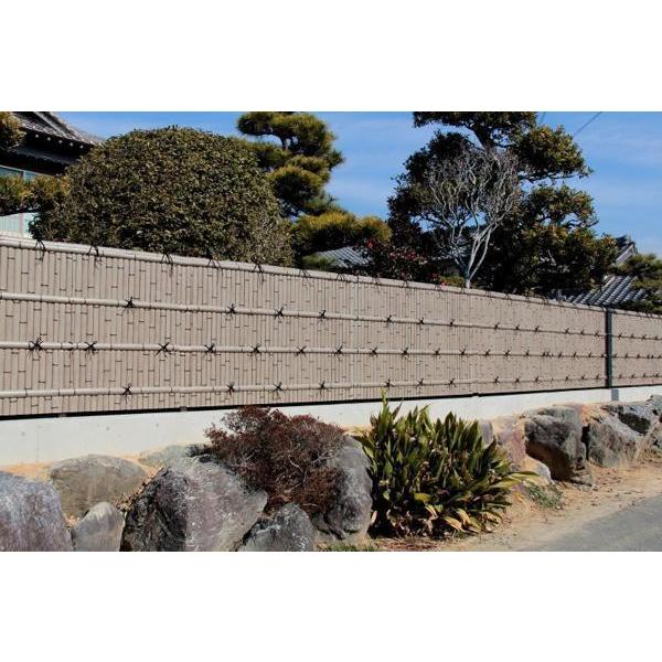 人工竹垣組立セット 建仁寺垣BW型 本体さび竹色 ブロンズ色角柱 人工竹垣組立セット 建仁寺垣BW型 本体さび竹色 ブロンズ色角柱