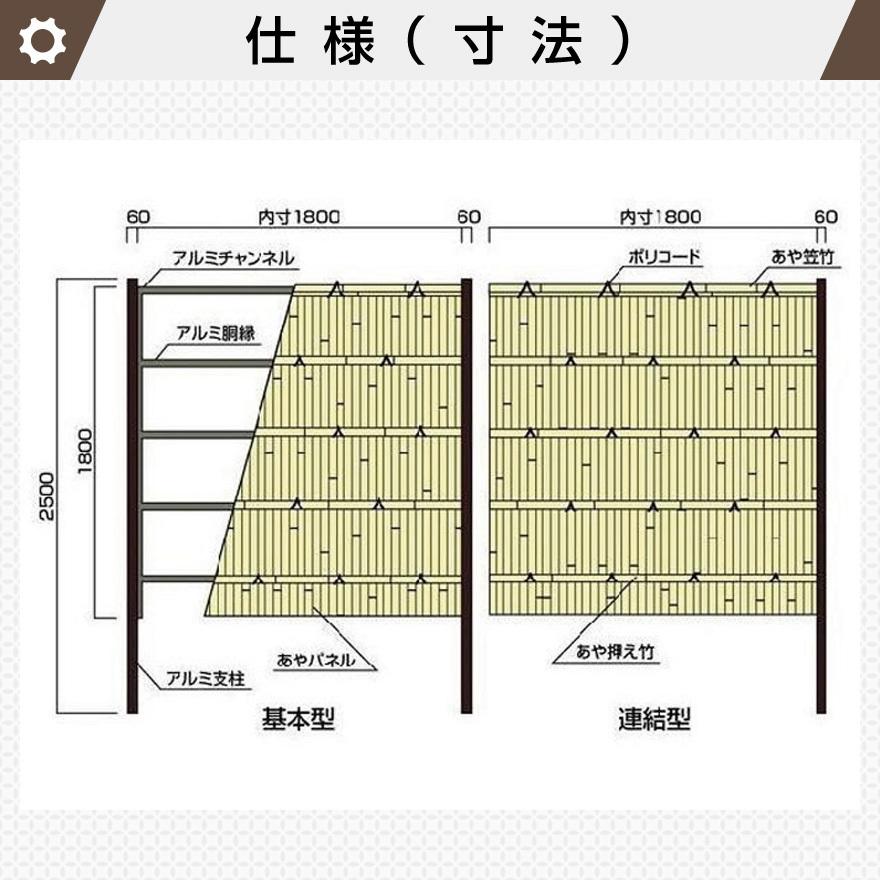 人工竹垣組立セット建仁寺垣A型 本体真竹 ブロンズ色角柱 H(高さ 人工竹垣組立セット建仁寺垣A型 本体真竹 ブロンズ色角柱 H(高さ