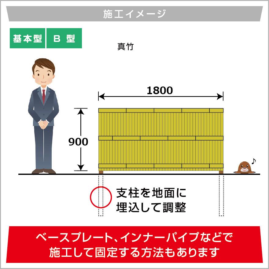 人工竹垣組立セット 建仁寺垣B型 本体イエロー色 ブロンズ色角柱 人工竹垣組立セット 建仁寺垣B型 本体イエロー色 ブロンズ色角柱