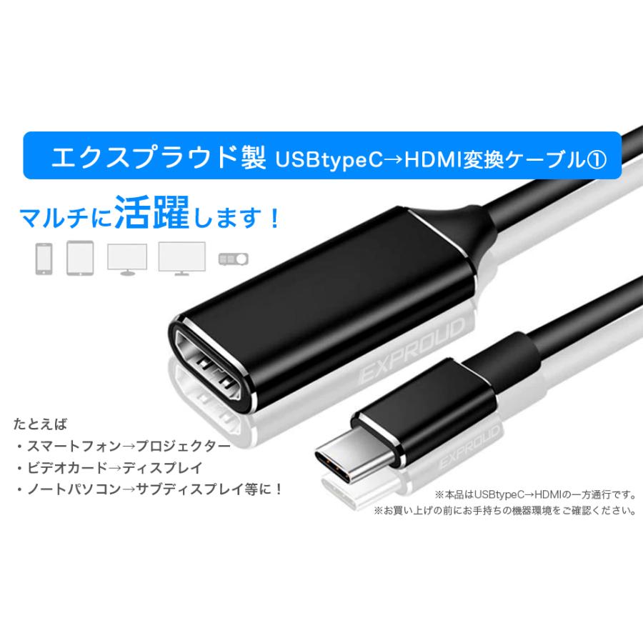 送料無料 TypeC→HDMI 変換アダプター 20cm 4K 30Hz ブラック Type-c to HDMI EXPROUD B09D76DBHH |  | 02