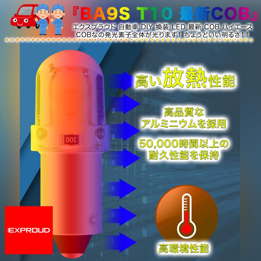送料無料 LEDカーインテリアライト ルームランプ 6個入 正極性 BA9S T10 12V COB ホワイト ハイエース EXPROUD EX502019 |  | 03