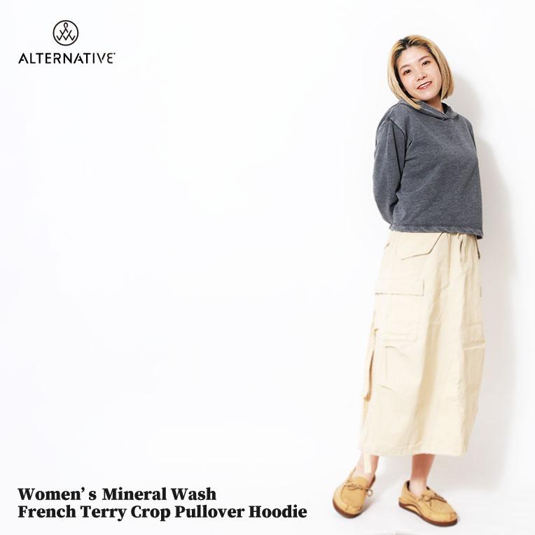ALTERNATIVE / オルタナティブ  A-8642 Women's Mineral Wash French Terry Crop Pullover Hoodie / クロッププルオーバーフーディー-全3色- | LOS ANGELES APPAREL | 04
