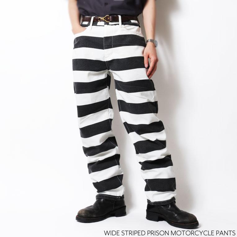 【並行輸入品】INDIGO SEA / インディゴシー INS261 WIDE STRIPED PRISON MOTORSYCLE PANTS / ワイドストライププリズンモーターサイクルパンツ -全1色- | LOS ANGELES APPAREL | 02