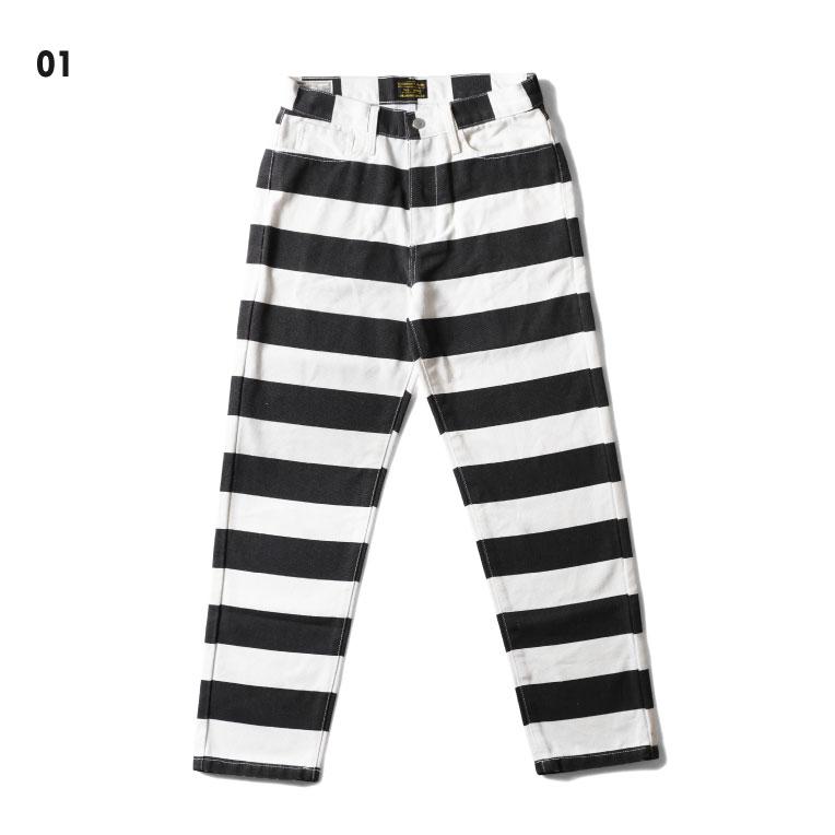 【並行輸入品】INDIGO SEA / インディゴシー INS261 WIDE STRIPED PRISON MOTORSYCLE PANTS / ワイドストライププリズンモーターサイクルパンツ -全1色- | LOS ANGELES APPAREL | 03