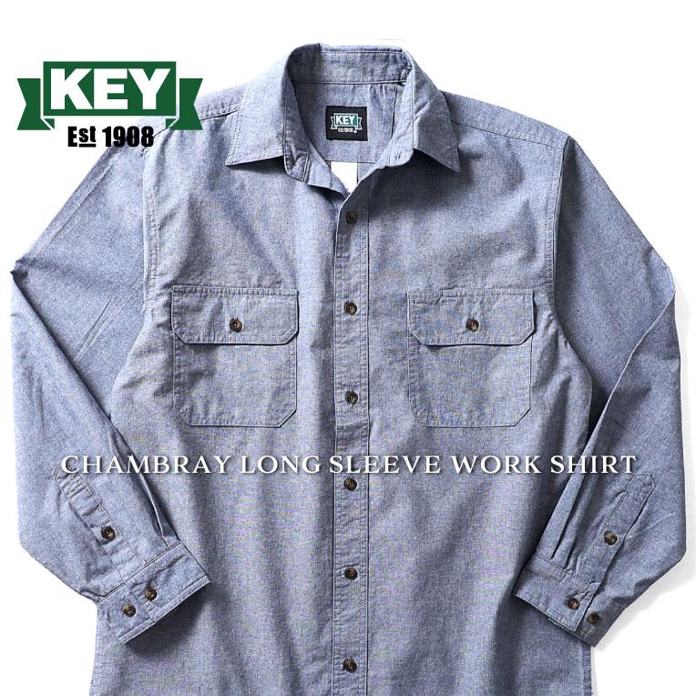 【並行輸入品】『KEY INDUSTRIES INC / キー インダストリーズ インク』KEY517 CHAMBRAY LONG SLEEVE WORK SHIRT / シャンブレー長袖ワークシャツ -全1色- | KEY