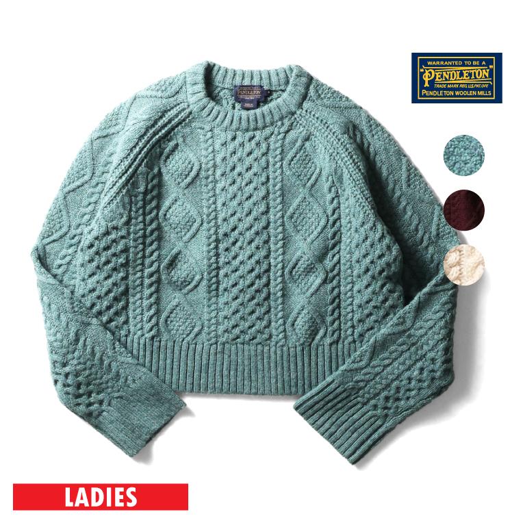 【並行輸入品】PENDLETON ペンドルトン PEN2432 WOMEN'S HERITAGE SHETLAND CROPPED FISHERMAN SWEATER / ヘリテージシェットランドフィッシャーマンセーター | 