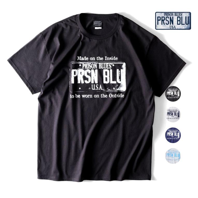 【並行輸入品】PRISON BLUES / プリズンブルース PRBS230 USA PLATE T-SHIRT / プレートロゴプリント半袖Ｔシャツ  -全5色- | 
