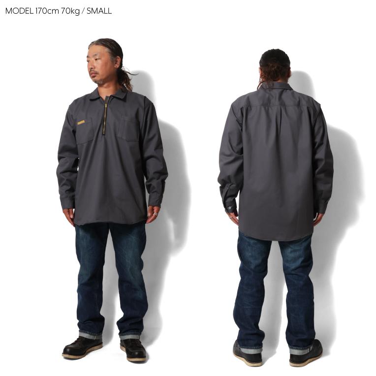 【並行輸入品】PRISON BLUES / プリズンブルース PRBS2532 L/S WORK SHIRT FRONT ZIPPER / 長袖 ワークシャツ フロント ジッパー |  | 08