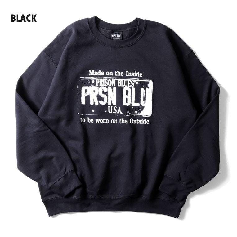 【並行輸入品】PRISON BLUES / プリズンブルース PRBS330 USA PLATE CREW NECK SWEAT SHIRT / プレートロゴプリントクルーネックスウェットシャツ  -全3色- |  | 05