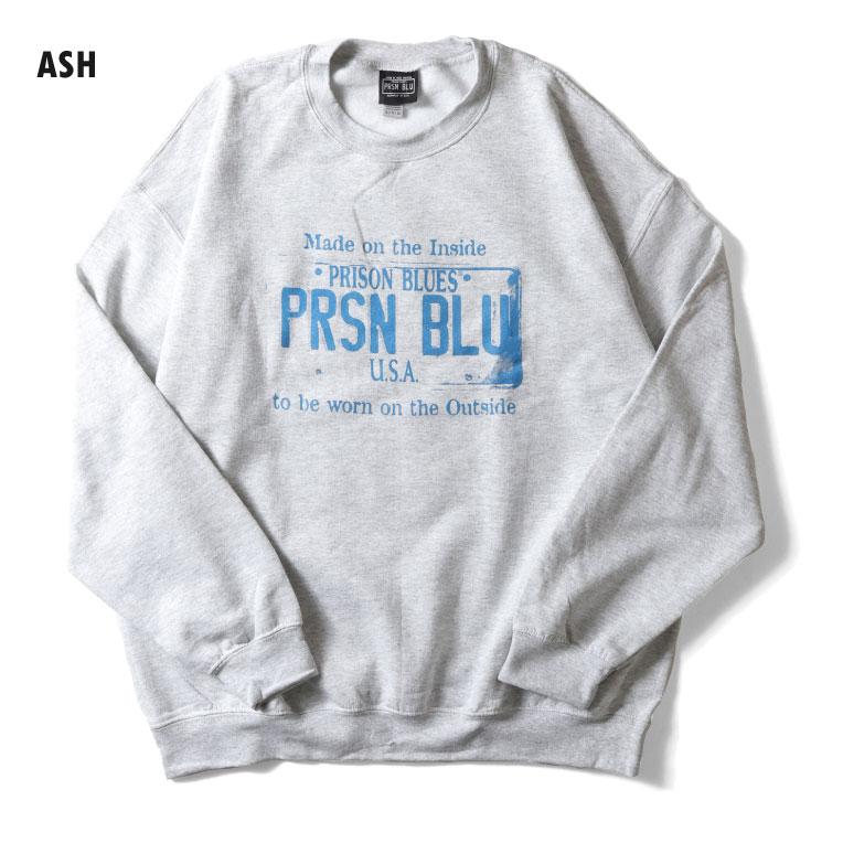 【並行輸入品】PRISON BLUES / プリズンブルース PRBS330 USA PLATE CREW NECK SWEAT SHIRT / プレートロゴプリントクルーネックスウェットシャツ  -全3色- |  | 06